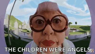 Cartoon Woman With Glasses Saying The Children Were Angels GIF
