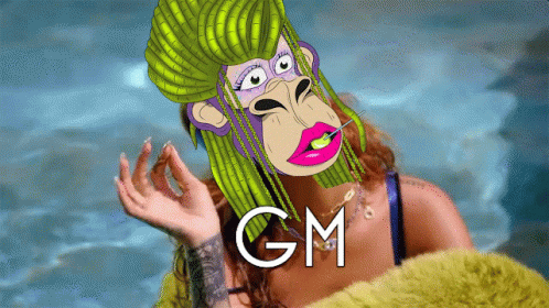 Cartoon Woman With GM Text GIF