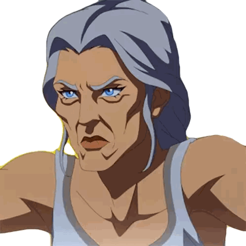 Cartoon Woman With Gray Hair Sticker