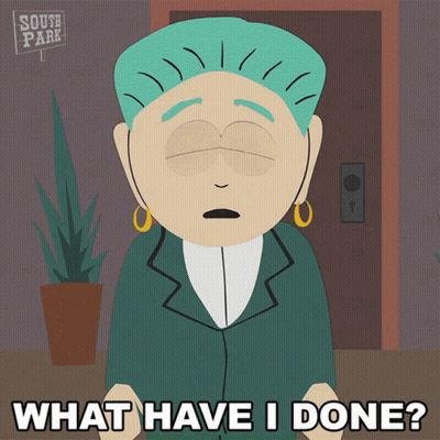 Cartoon Woman With Green Hair Asking What Have I Done GIF
