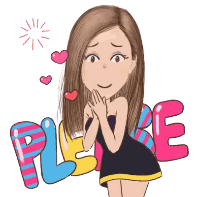 Cartoon Woman With Hearts And Please Sticker