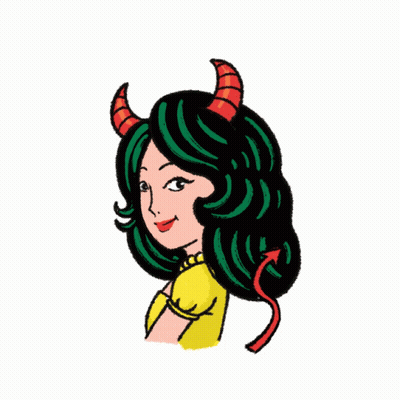 Cartoon Woman With Horns And Tail GIF