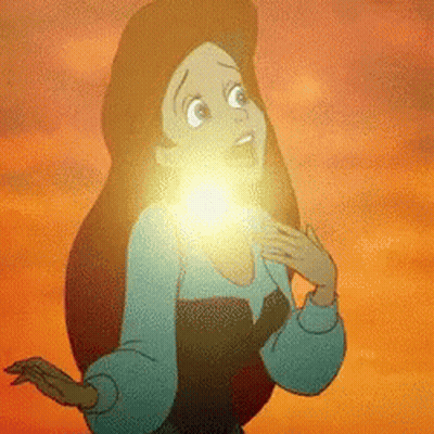 Cartoon Woman With Light Shining On Face GIF