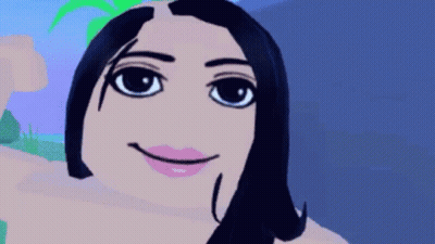 Cartoon Woman With Long Black Hair Smiling Arm Outstretched GIF