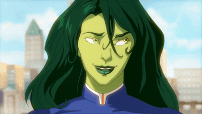 Cartoon Woman With Long Green Hair GIF