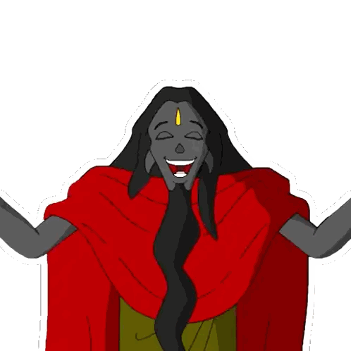Cartoon Woman With Long Hair And Red Cape Sticker