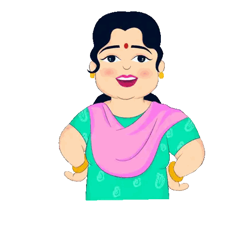Cartoon Woman With Main Teri Maa Hu Sticker