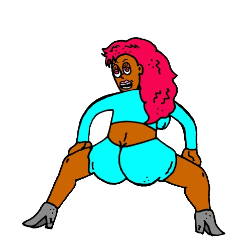 Cartoon Woman With Pink Hair And Blue Top Sticker
