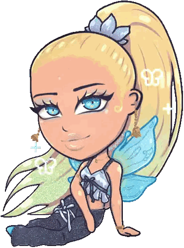 Cartoon Woman With Ponytail And Wings Sticker