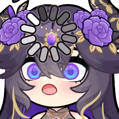 Cartoon Woman With Purple Flowers Sticker