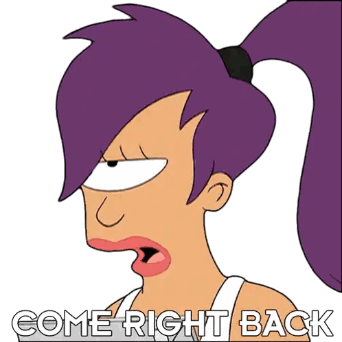 Cartoon Woman With Purple Hair Come Right Back Sticker