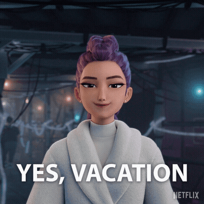 Cartoon Woman With Purple Hair Smiling Says Yes Vacation GIF