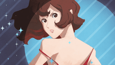 Cartoon Woman With Red Hair And Dress GIF