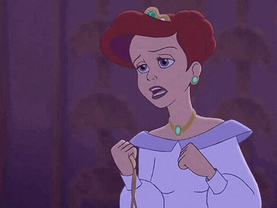 Cartoon Woman With Red Hair And Necklace GIF