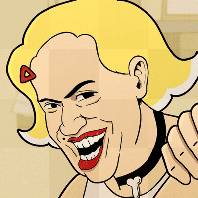 Cartoon Woman With Red Lips And Choker GIF