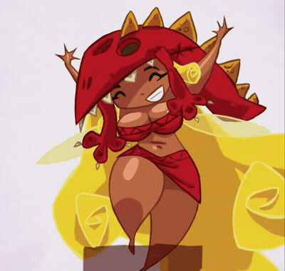 Cartoon Woman With Red Spiked Hat GIF