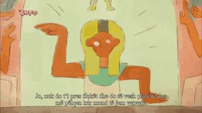 Cartoon Woman With UFO Text GIF