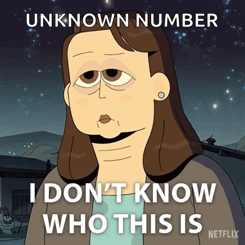 Cartoon Woman With Words Unknown Number I Don't Know Who This Is GIF