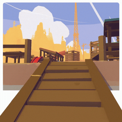 Cartoon Wooden Dock With Stairs GIF