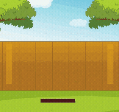 Cartoon Wooden Fence In Backyard GIF