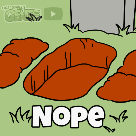 Cartoon Worm Laying In Dirt With Word Nope GIF
