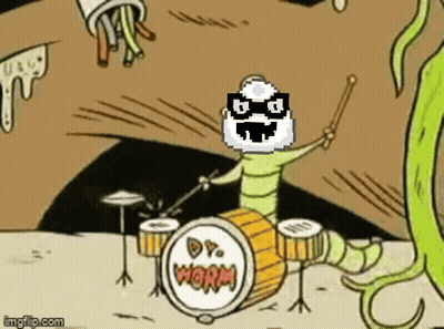 Cartoon Worm Playing Drums GIF