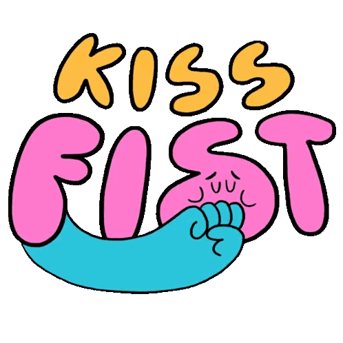 Cartoon Worm Saying Kiss Fist Sticker