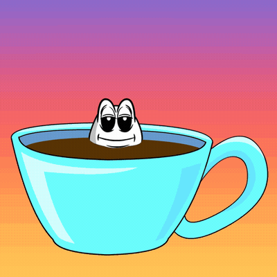 Cartoon Worm Sticking Head Out Of Blue Coffee GIF