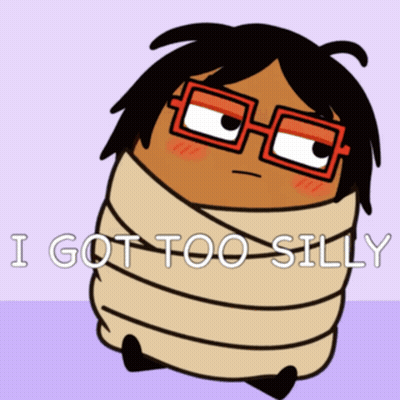 Cartoon Wrapped In Bandage Saying I Got Too Silly GIF