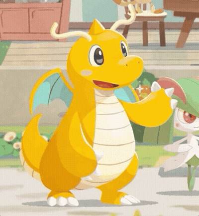 Cartoon Yellow Dragon With White Tail GIF