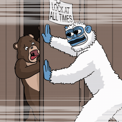 Cartoon Yeti Holding Sign Saying Lock At All Times GIF