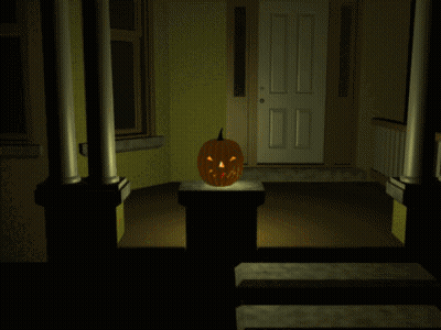 Carved Pumpkin On Pedestal GIF