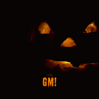 Carved Pumpkin Saying GM GIF
