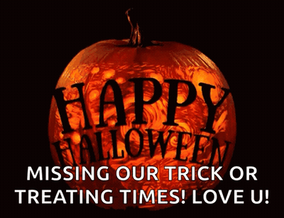 Carved Pumpkin Saying Happy Halloween GIF