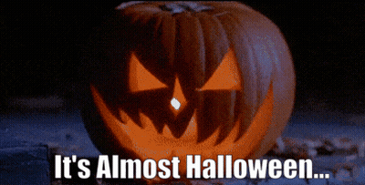 Carved Pumpkin Saying It's Almost Halloween GIF