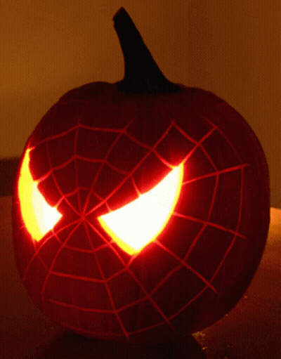 Carved Pumpkin With Spider Web Design GIF