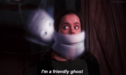 Casper Ghost Covers Kat's Mouth I'm Friendly GIF