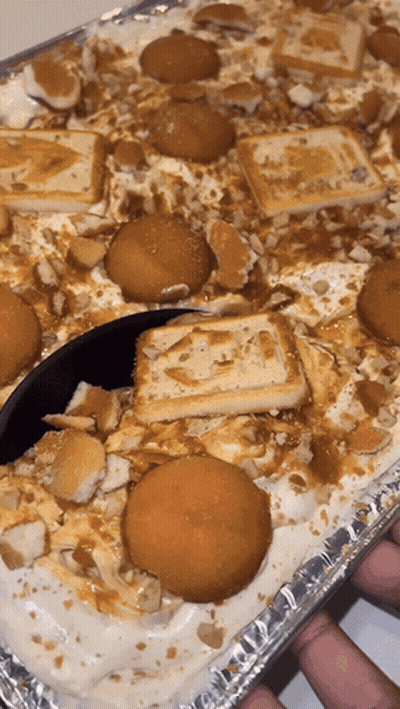 Casserole Dish Filled With Dessert GIF