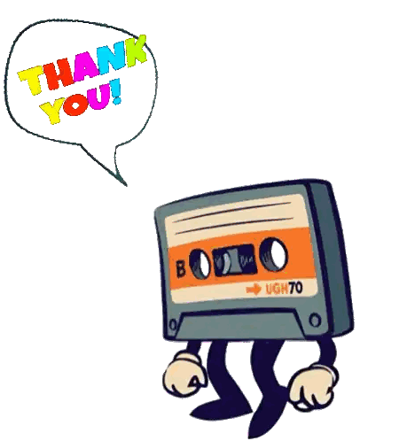 Cassette Tape Saying Thank You Sticker