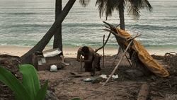 Cast Away Tom Hanks Trying To Start Fire GIF