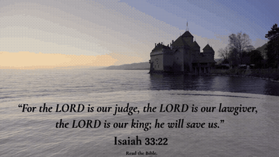 Castle In Water With Bible Quote GIF
