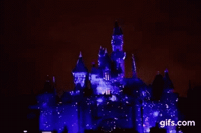 Castle Lit Up With Purple Lights GIF