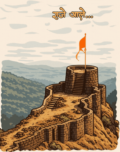 Castle On Hill With Flag And Raje Aale GIF