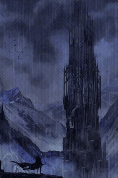 Castle With Lightning Strikes GIF