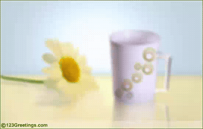 Cat And Cup Standing With Thanks GIF