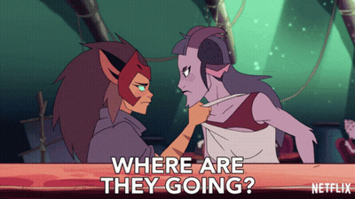 Cat And Demon Saying Where Are They Going GIF