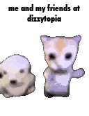 Cat And Dog Holding Hands Sticker