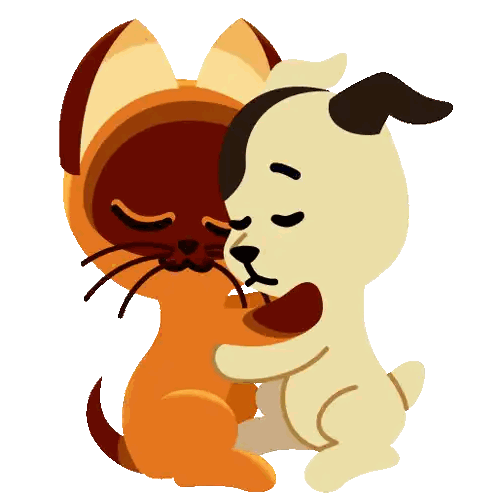 Cat And Dog Hugging Sticker