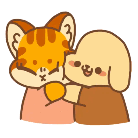 Cat And Dog Hugging With X Face Sticker