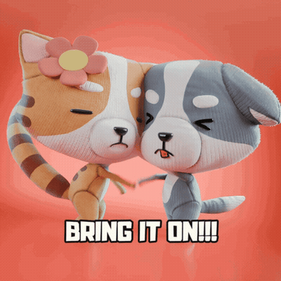 Cat And Dog Saying Bring It On GIF